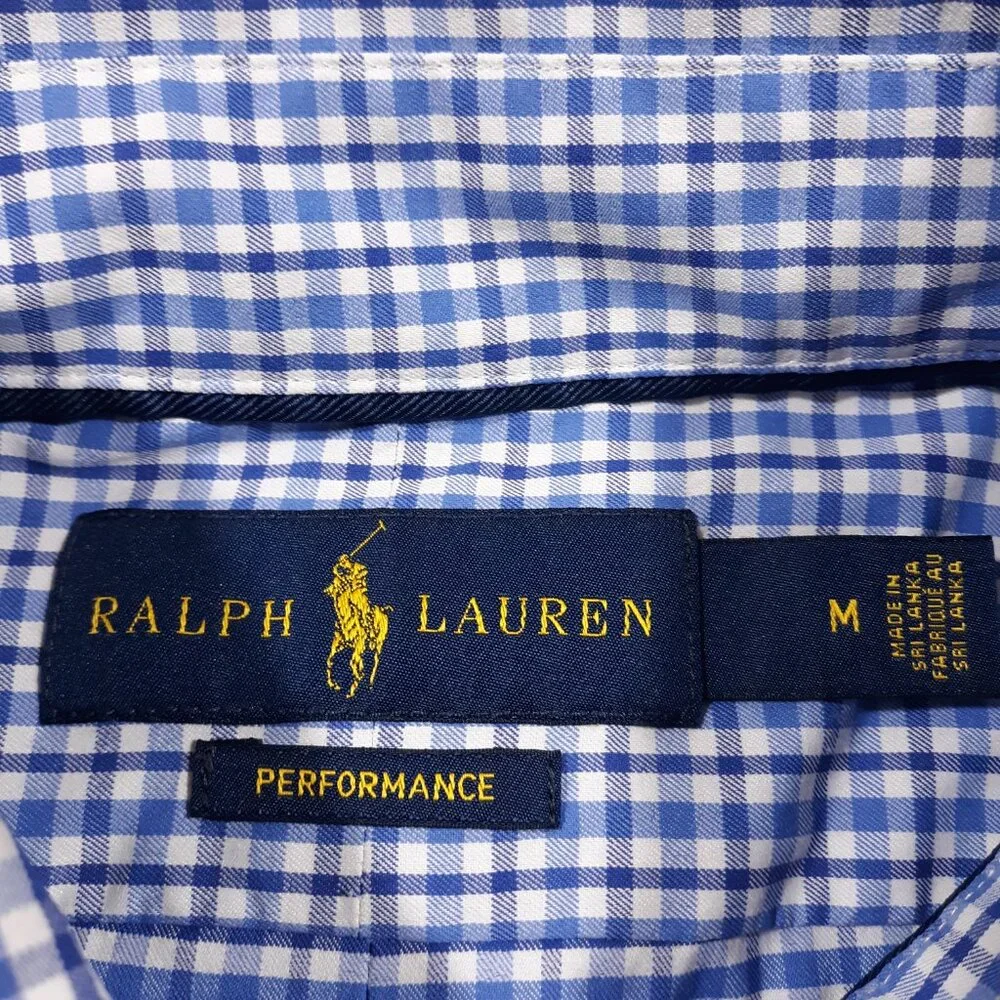 Ralph‎ Lauren Performance Shirt Mens Medium Nylon Elastane Blue Small Pony